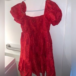 Red Floral Lace Babydoll Dress
